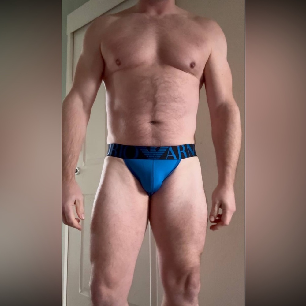 Emporio Armani Men's royal Blue Armani steel tanga Brief M